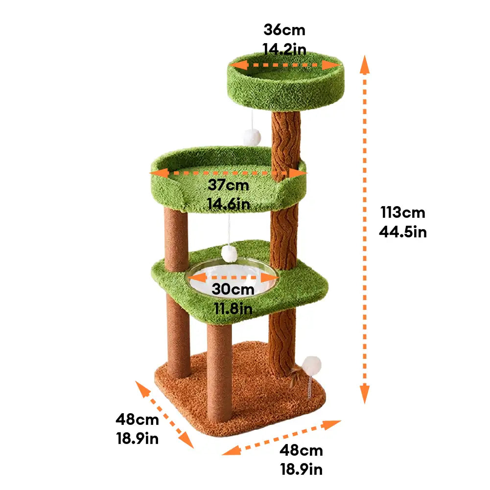 Playful Multi-Level Plush Activity Center Cat Tree with Space Capsule