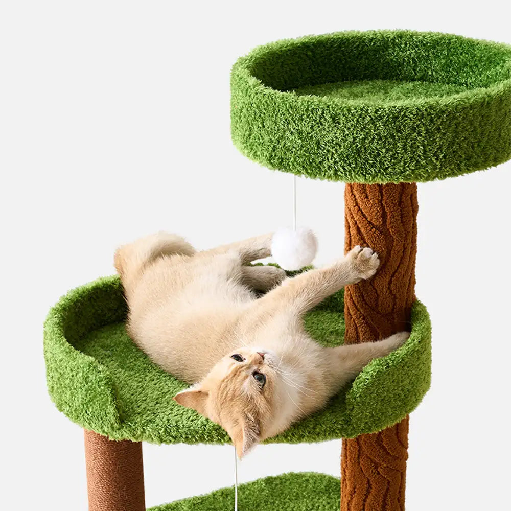 Playful Multi-Level Plush Activity Center Cat Tree with Space Capsule