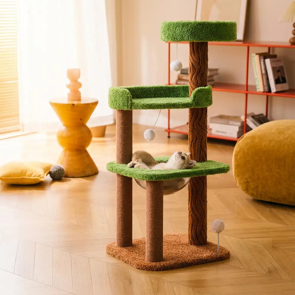 Playful Multi-Level Plush Activity Center Cat Tree with Space Capsule