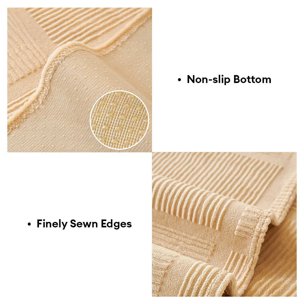 Plush Cream Geometric All Seasons Non-Slip Sofa Cover