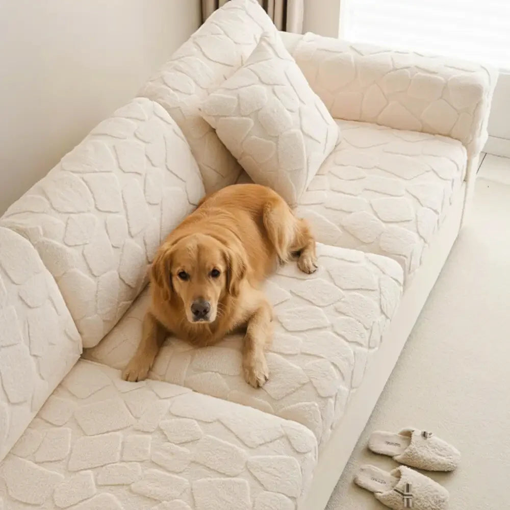Plush Stone-Shaped Creative Texture Stretch Universal Fully Fitted Sofa Cover