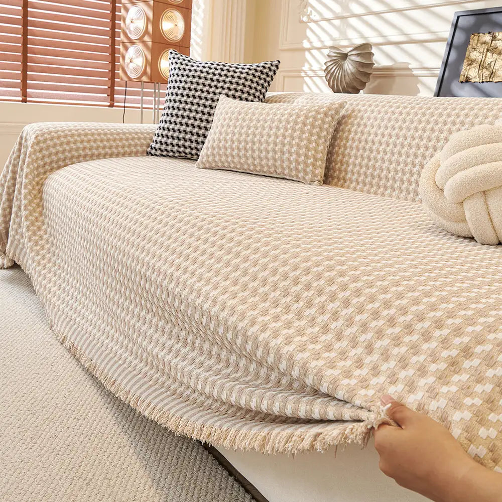 Puzzle Textured Chenille Scratch-Resistant Sofa Large Blanket Sofa Cover