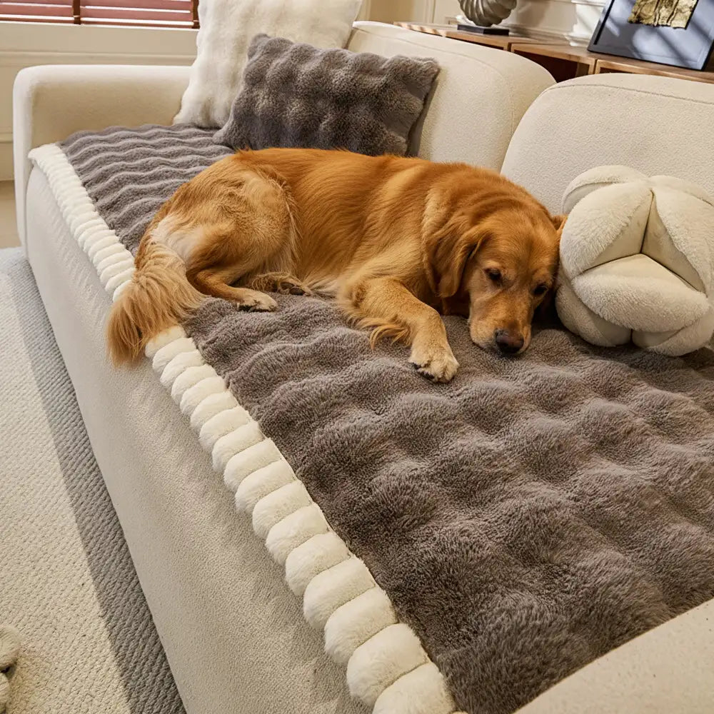 Soft Faux Rabbit Plush Thick Skin-Friendly Non-Slip Sofa Cover