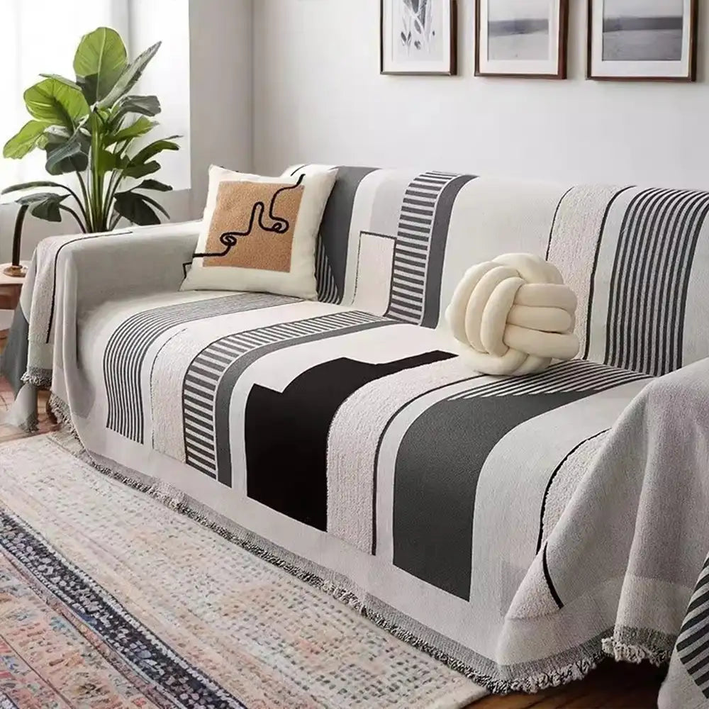 Stripe Art Scratch Resistant Chenille Multifunctional Sofa Protector Sofa Cover