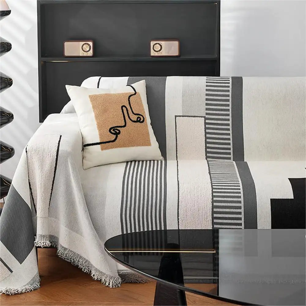 Stripe Art Scratch Resistant Chenille Multifunctional Sofa Protector Sofa Cover