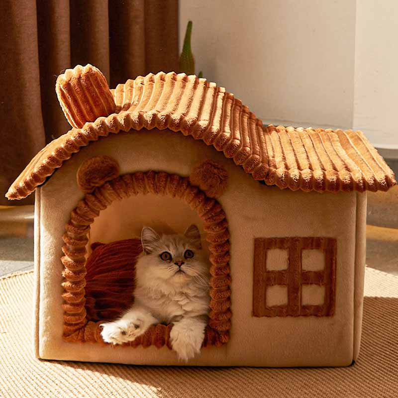 House Design Semi-Enclosed Cat Bed - FUNNYFUZZY