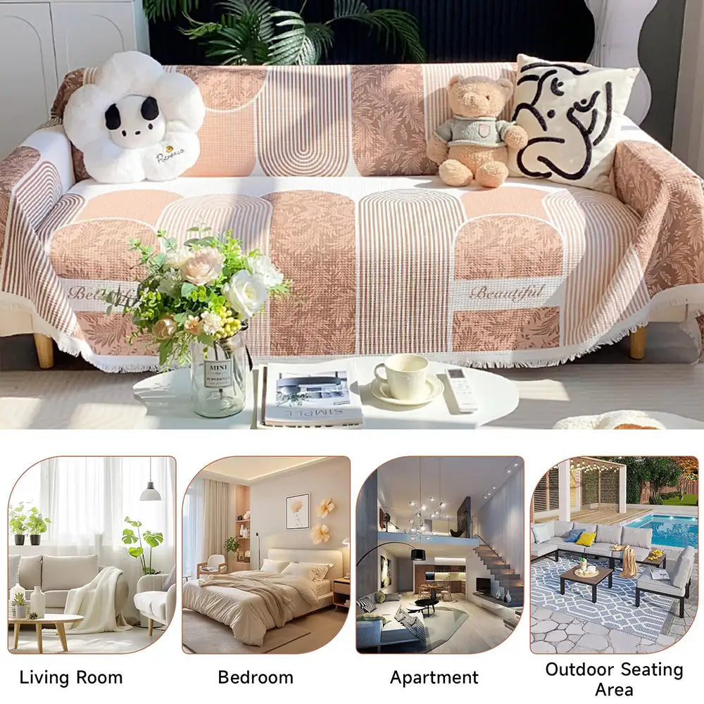 Waffle Texture Fabric Breathable Skin-Friendly Furniture Decorative Sofa Cover