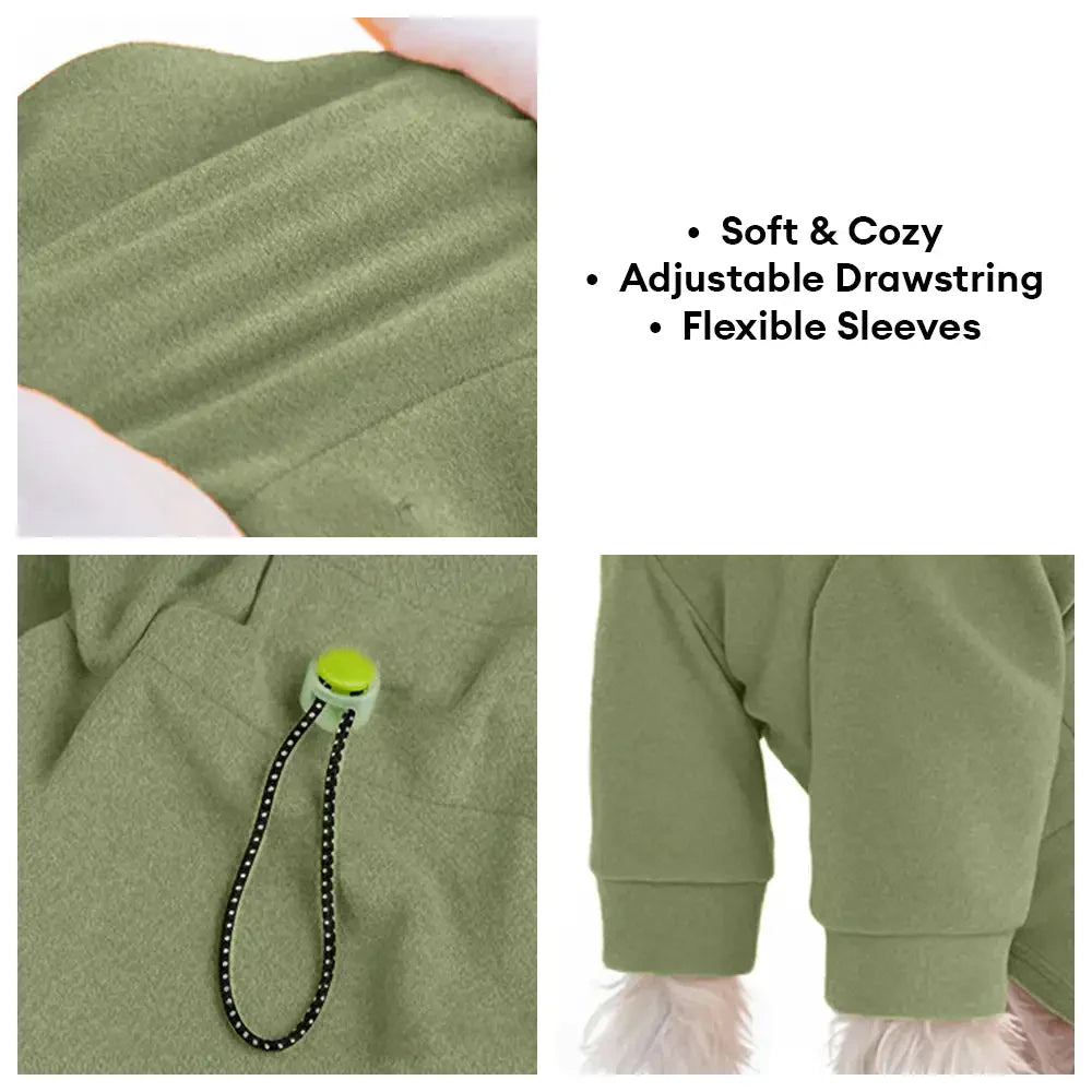 Warm Soft Fleece High-Neck Four-Legged Dog Jumpsuit with Adjustable Waist
