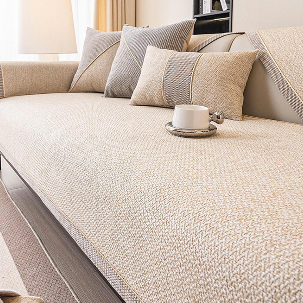 Breathable Woven Cotton Linen Non-Slip Outdoor Sofa Cover