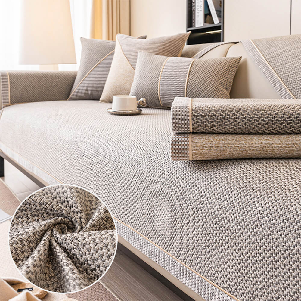 Breathable Woven Cotton Linen Non-Slip Outdoor Sofa Cover