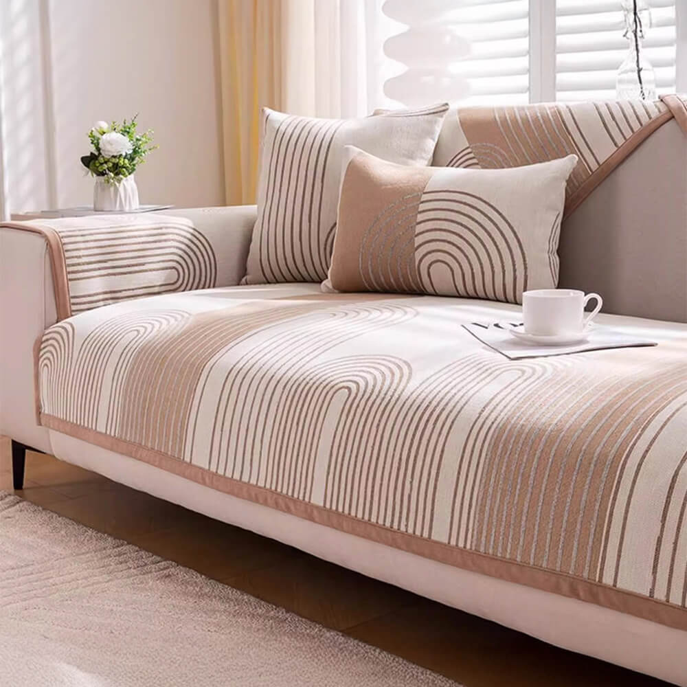 Chenille Arch Pattern Scratch-Resistant Sofa Cover