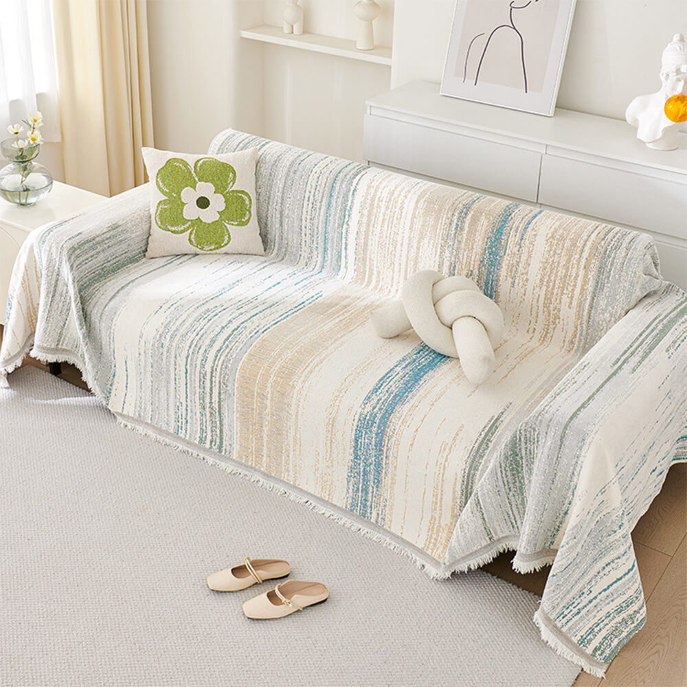 Colorful Rainbow Gradient Full Sofa Drape Throw Sofa Cover