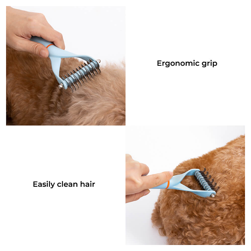 Pet Safe Dematting Comb Rake - Double Sided Blades - FUNNYFUZZY