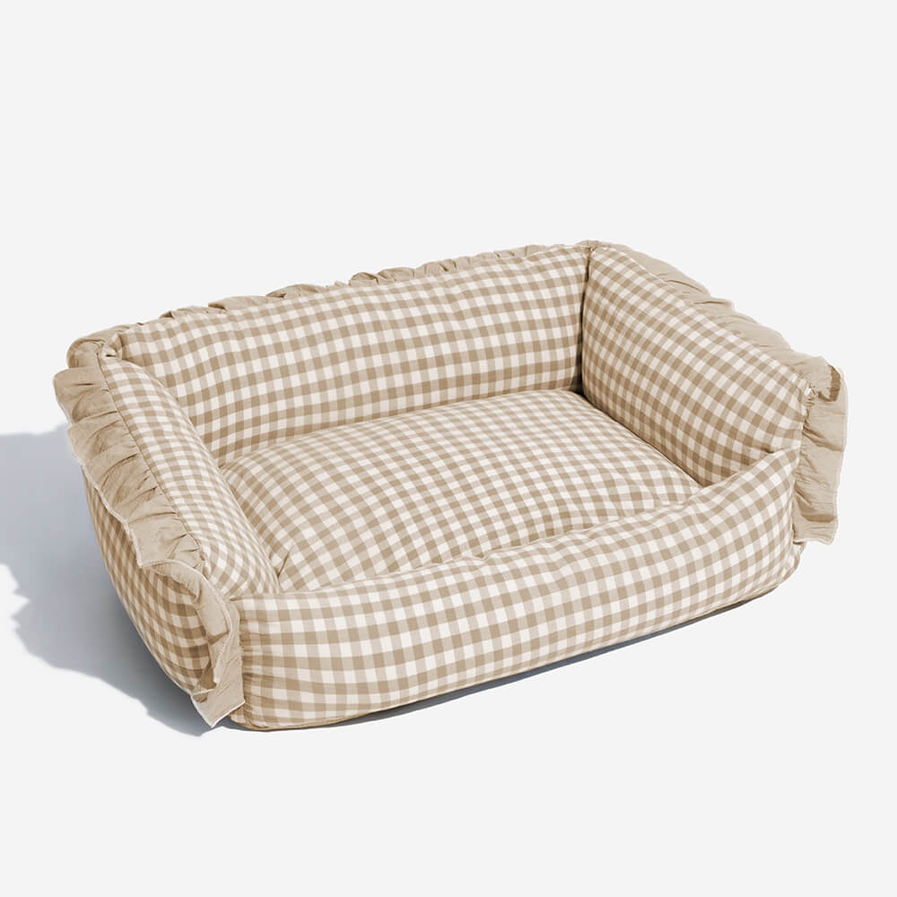 Fashion Ruffle Plaid Detachable Warm Dog & Cat Bed - FUNNYFUZZY