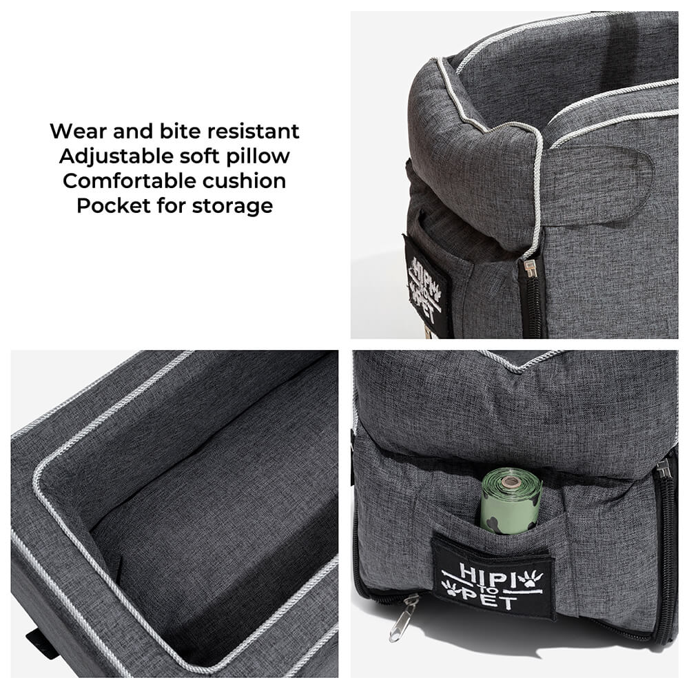 Portable Suede Lookout Console Pet Car Seat - FUNNYFUZZY