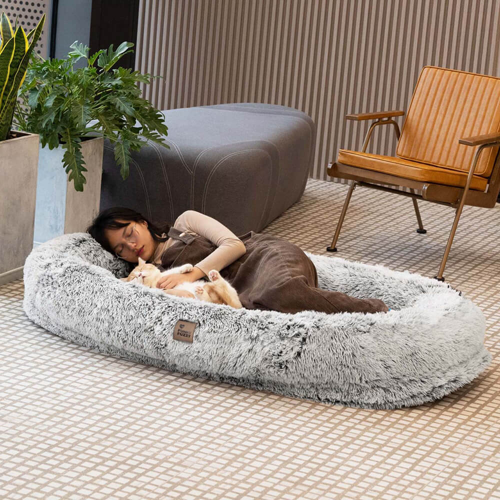 Luxury Super Large Sleep Deeper Oval Bed Human Dog Bed - FUNNYFUZZY
