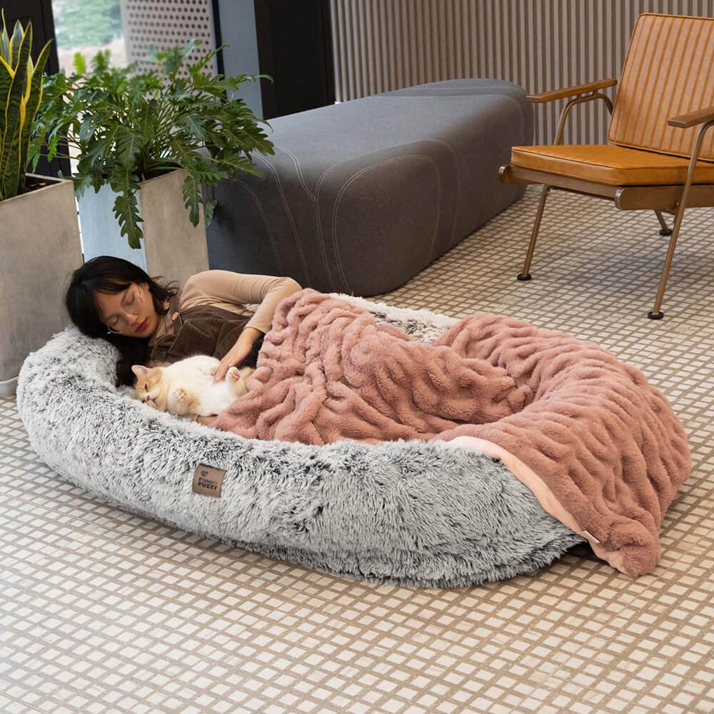 Luxury Super Large Sleep Deeper Oval Bed With Blanket - FUNNYFUZZY