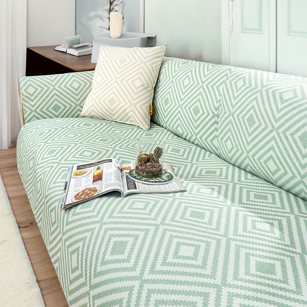 Ice Silk Cooling Geometric Sofa Cover Antimicrobial Protection