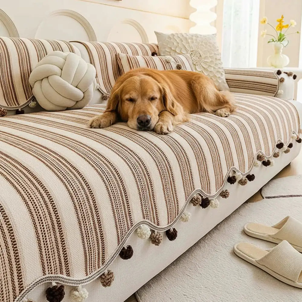 Irregular Contrast Color Chenille Skin-Friendly Non-Slip Sofa Protective Sofa Cover