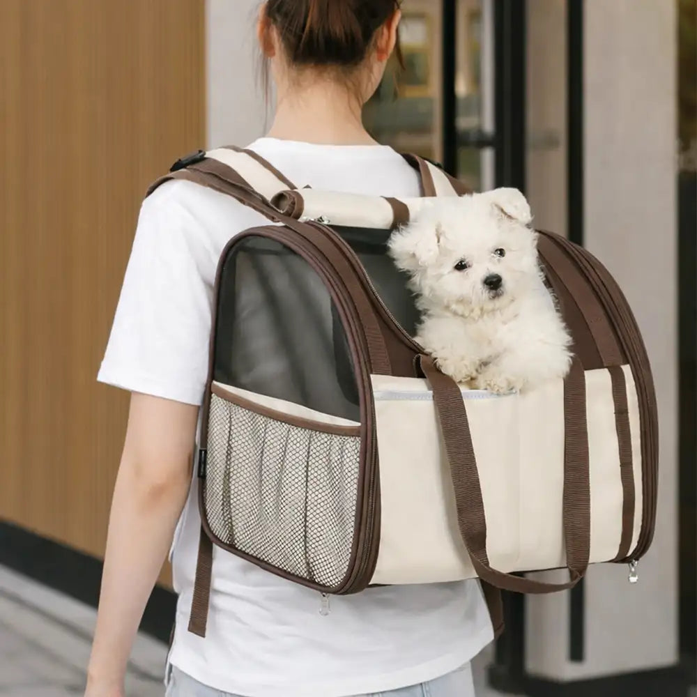 Large Capacity Breathable Foldable Pet Backpack Carrier for Travel Safety and Vet
