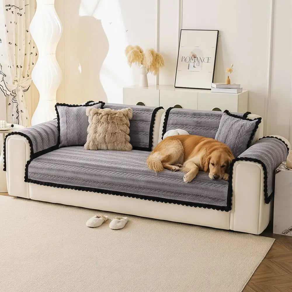 Lazy Chic Plush Winter Sofa Protector Skin-Friendly Sofa Cover