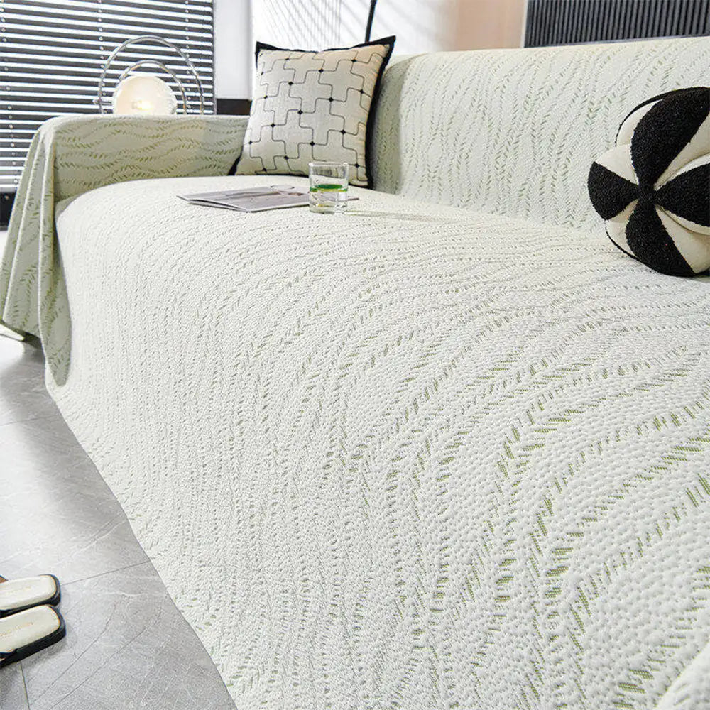 Leaf Pattern Cooling Ice Silk Sofa Protection Large Blanket Sofa Cover