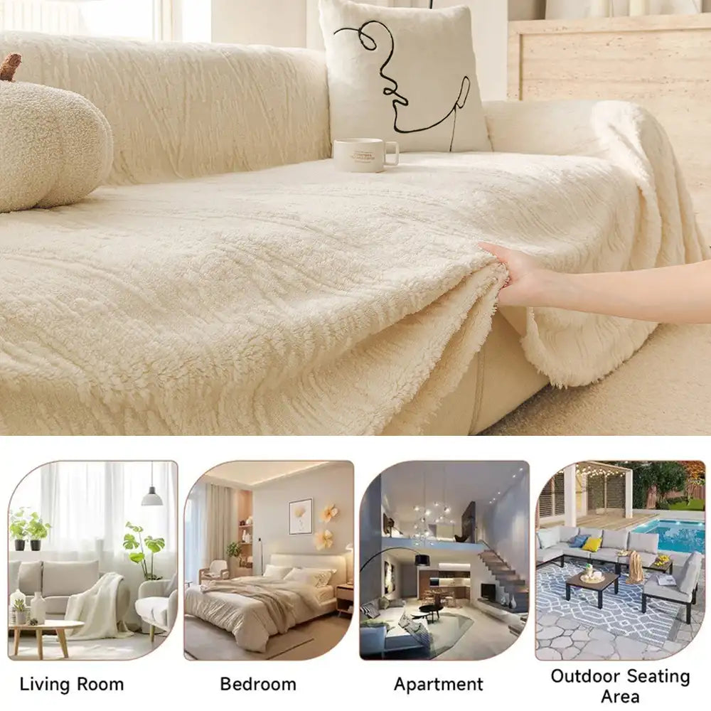 Luxury Nordic Jacquard Fleece Thickened Anti-Scratch Sofa Cover