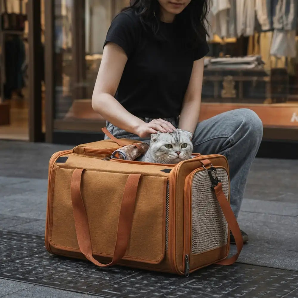 Airline Approved Portable Breathable Large-Capacity Expandable Multi-Functional Cat Carrier Bag