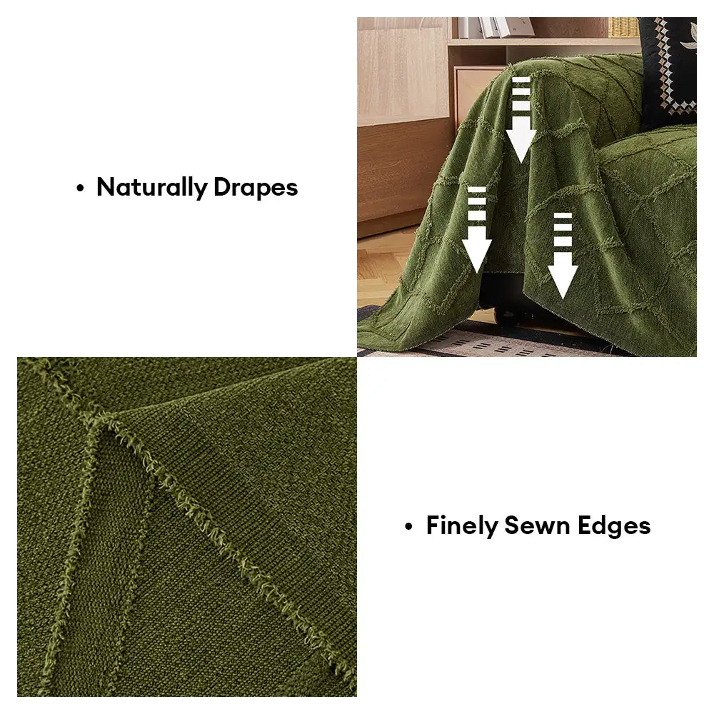 Retro Jungle Jacquard Chenille Anti-Scratch Sofa Protector Couch Cover