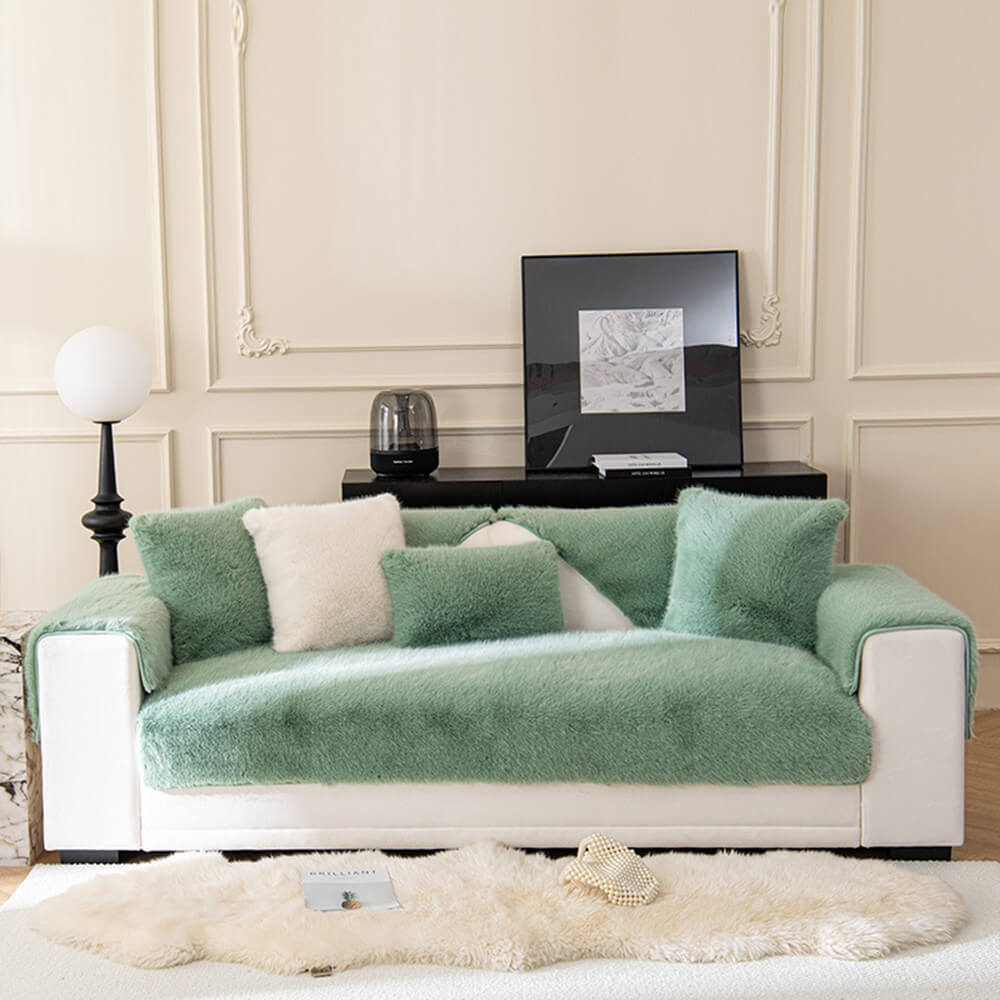 Warm Thick Faux Fur Sofa Protector Non-Slip Sofa Cover