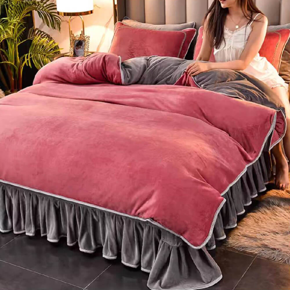 Ensemble de draps de luxe en polaire de lait de couleur unie, très épais et chaud