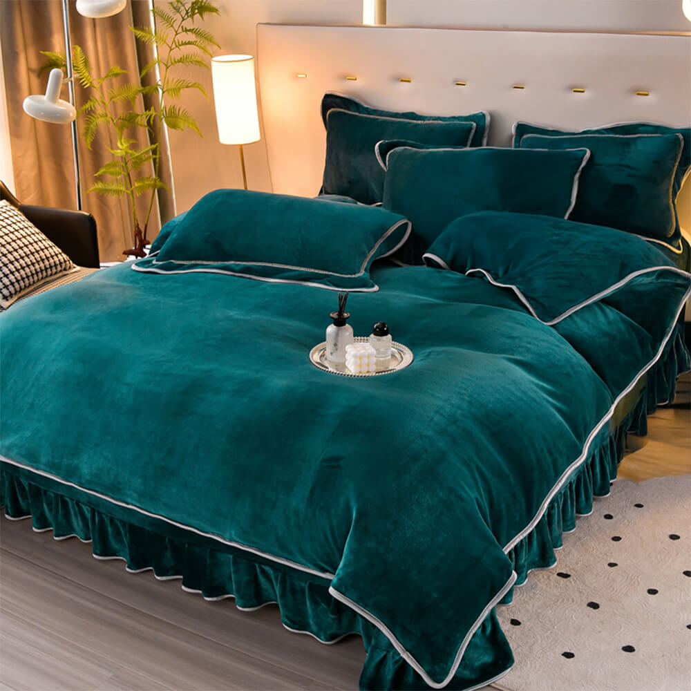 Ensemble de draps de luxe en polaire de lait de couleur unie, très épais et chaud