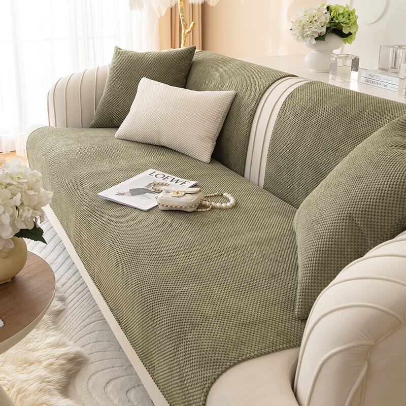 Simple Solid Colour Plush Furniture Protector Outdoor Sofa Cover
