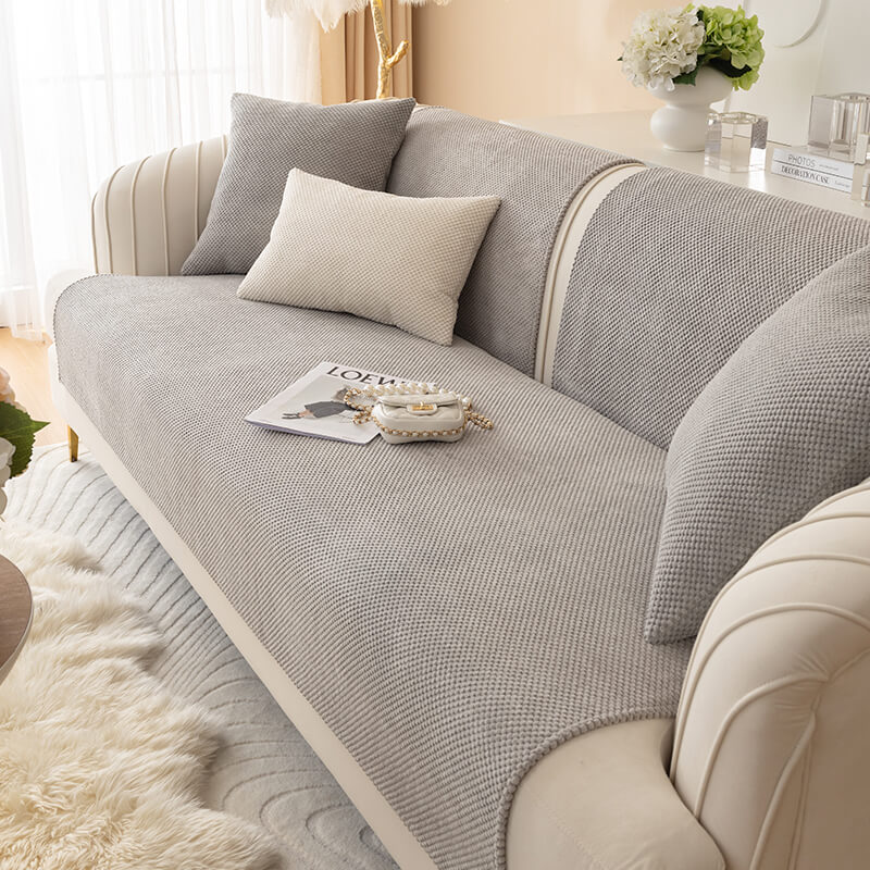 Simple Solid Colour Plush Furniture Protector Outdoor Sofa Cover