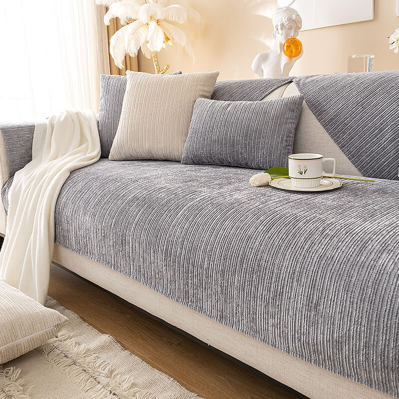 Simple Solid Color Chenille Scratch-resistant Protective Outdoor Sofa Cover