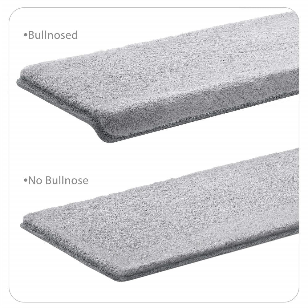 Solid Colour Plush Stair Protectors Non-Slip Tape Free Carpet Stair Treads