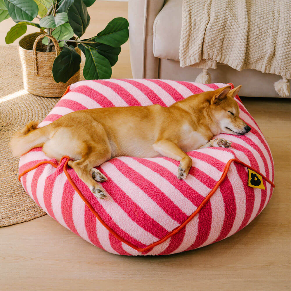 Trendy Striped Pattern Polygonal Calming Bean Bag Dog Bed