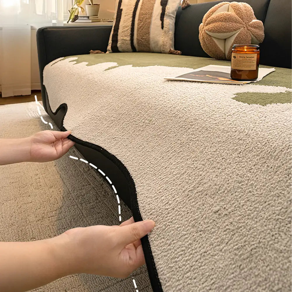 Stylish Irregular Contrast Chenille Scratch-Resistant Non-Slip Sofa Cover