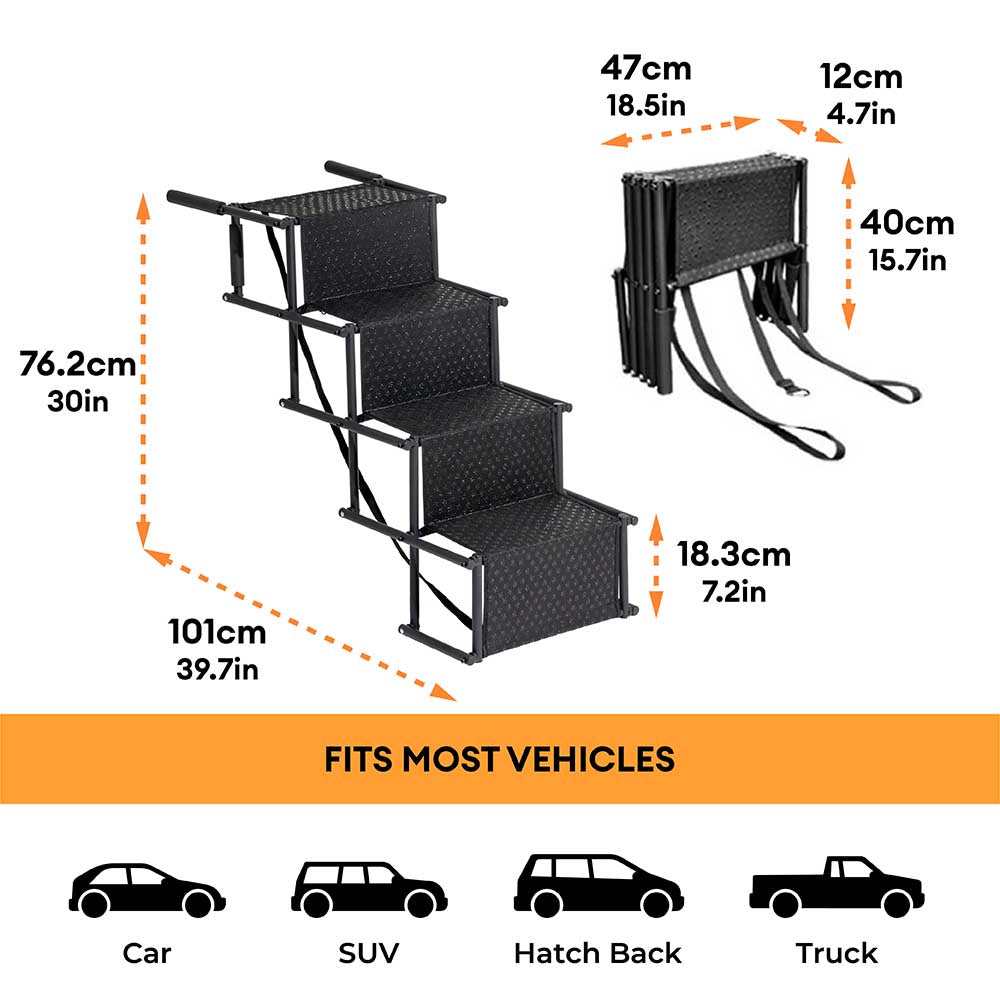 Travel Portable Foldable 4-Steps Non-Slip Dog Car Stair