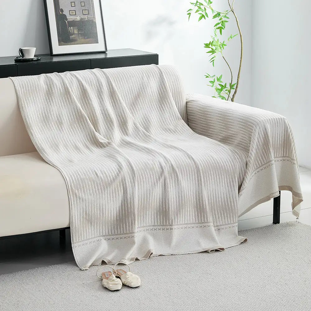 Modern Geometric Cooling Ice Silk Breathable Sofa Blanket Sofa Cover