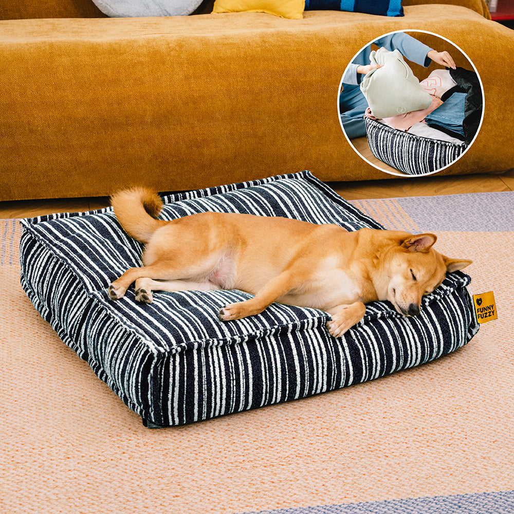 Sustainable Storage Pouf Ottoman & Dog Bed - Funnyfuzzy SnugNest