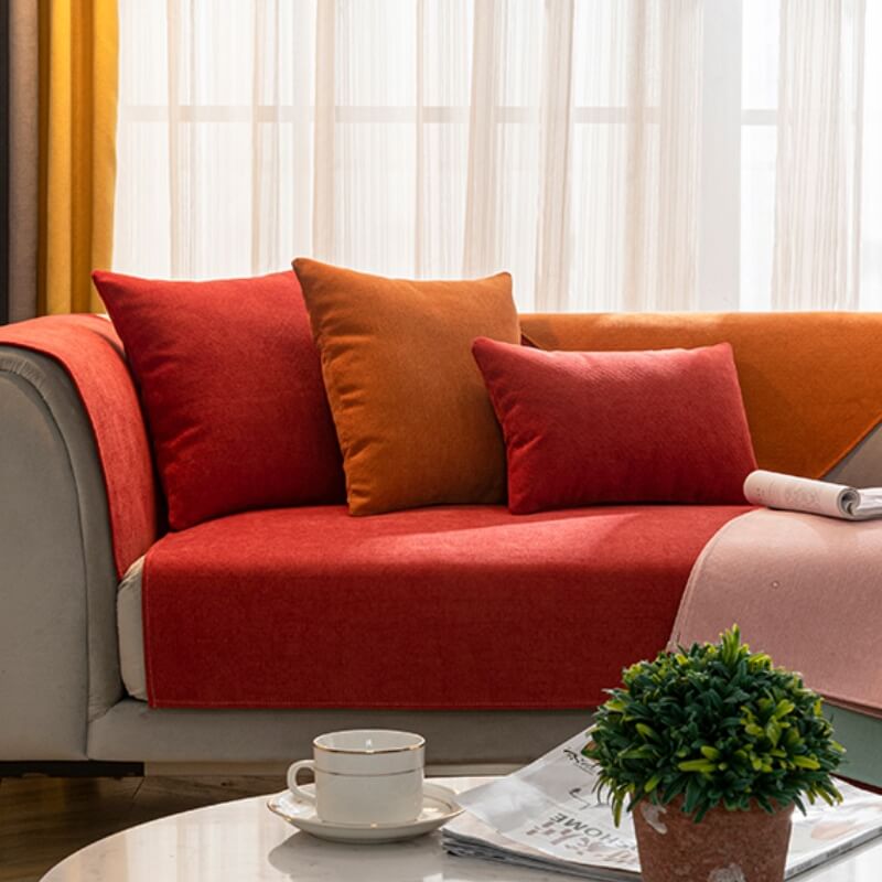 Vermilion Comfortable Chenille Sofa Protective Sofa Cover