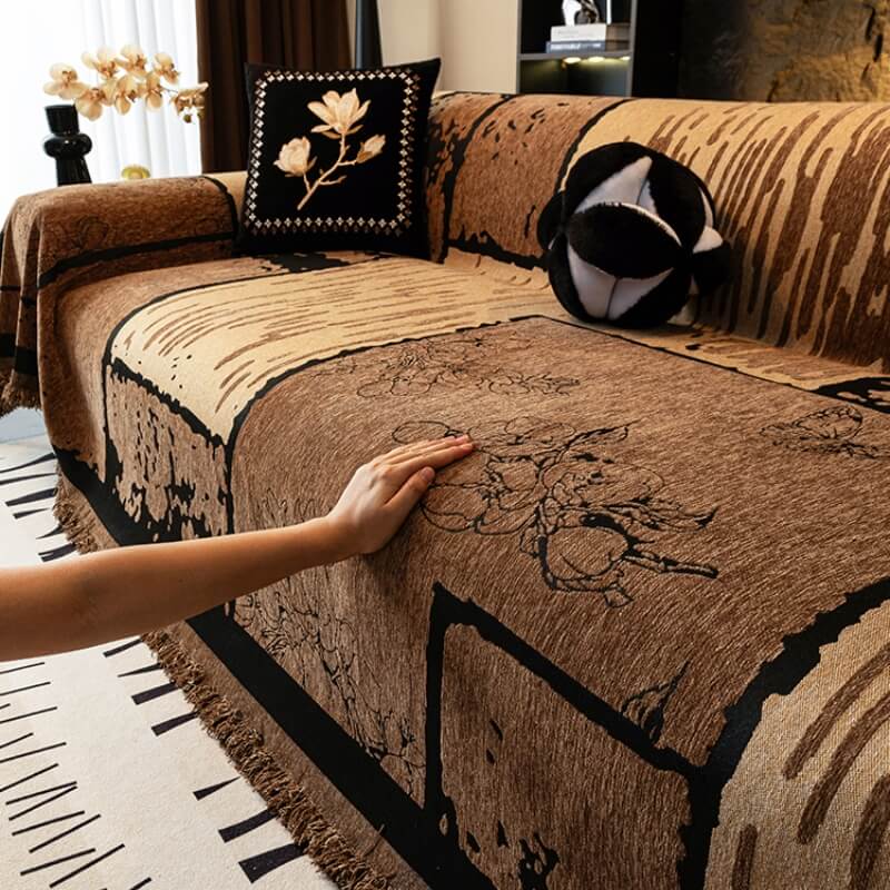 Vintage Chenille Anti-Scratch Sofa Protector Throw Sofa Cover