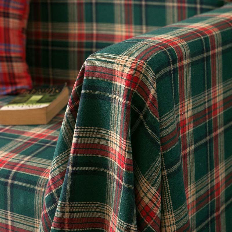 Vintage Christmas Style Plaid Blanket Full Wrap Sofa Cover