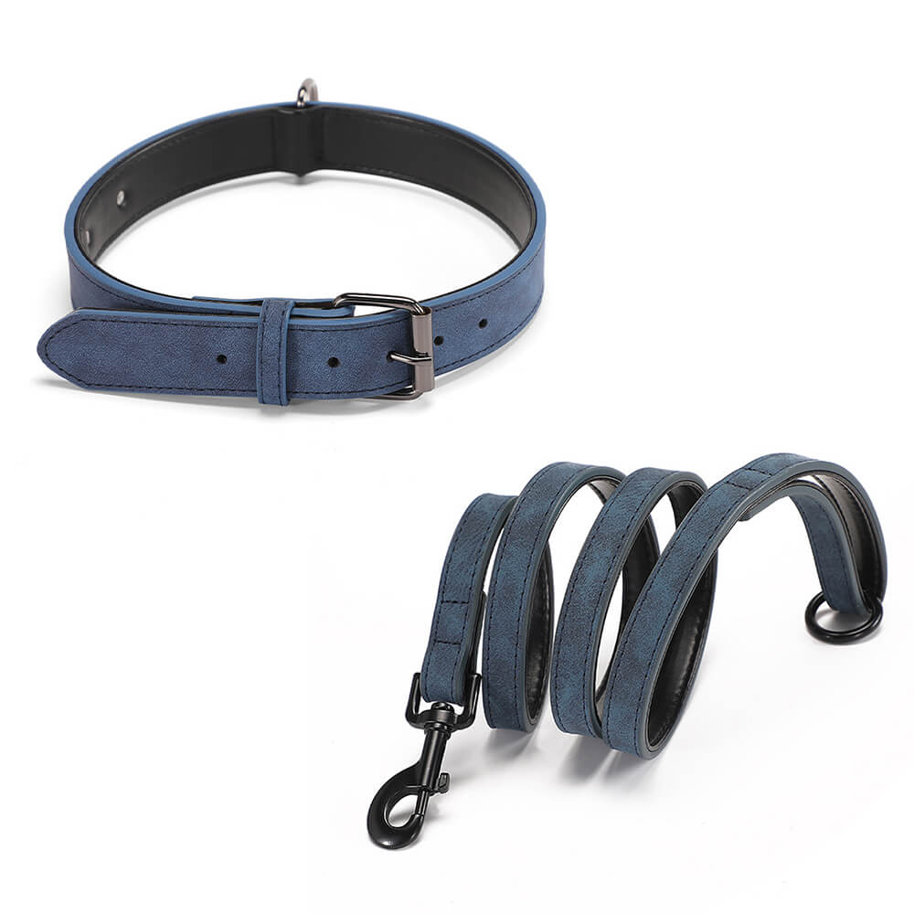 Ensemble de laisse de collier de chien de protection de cou souple en simili cuir vintage