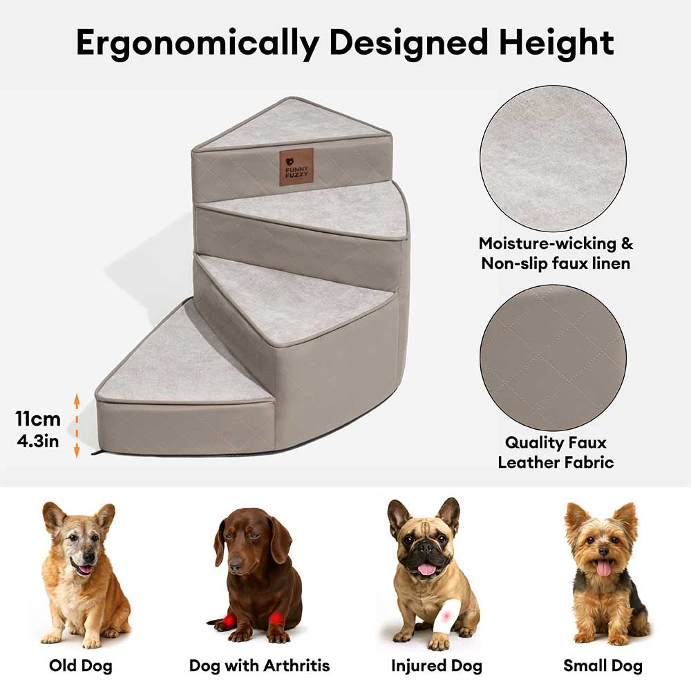 Luxe Water-repellent Faux Leather Removable Spiral Pet Stairs - StepEase