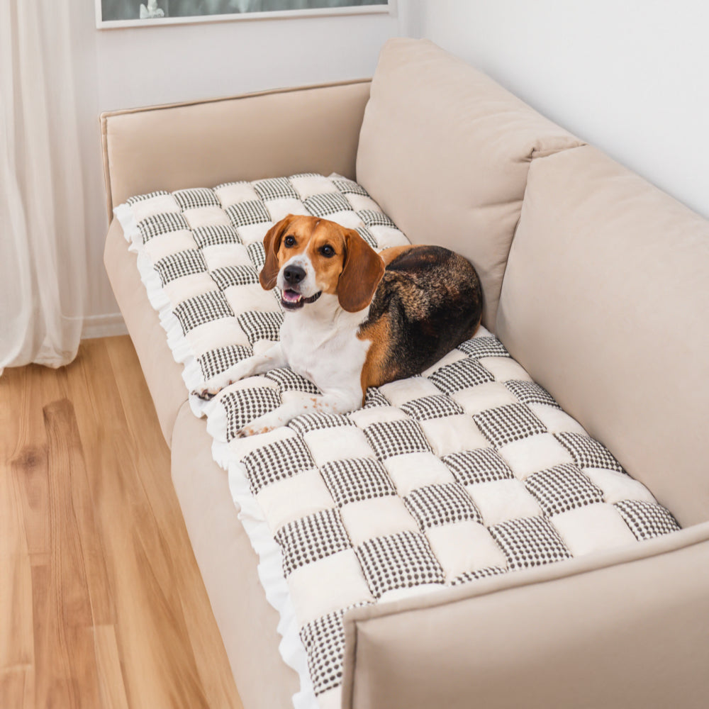 Checkered Color Matching Large Non-slip Pet Mat Sofa Cover