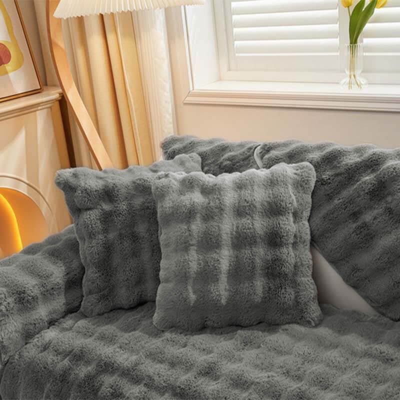 Cozy Plush Solid Colour Non-slip Sofa Cover