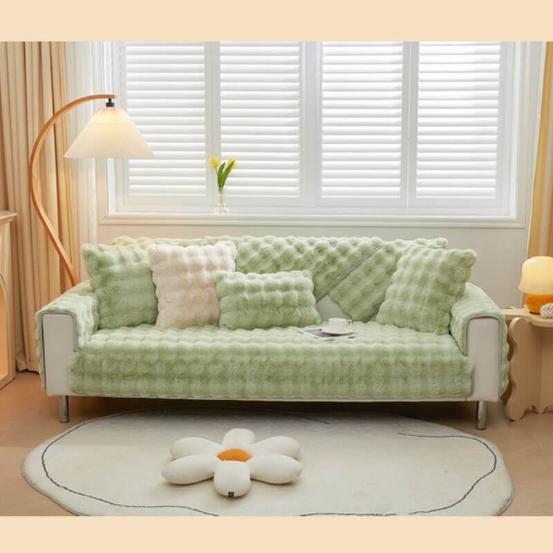 Cozy Plush Solid Colour Non-slip Sofa Cover