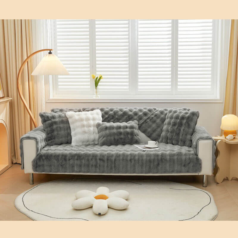 Cozy Plush Solid Colour Non-slip Sofa Cover